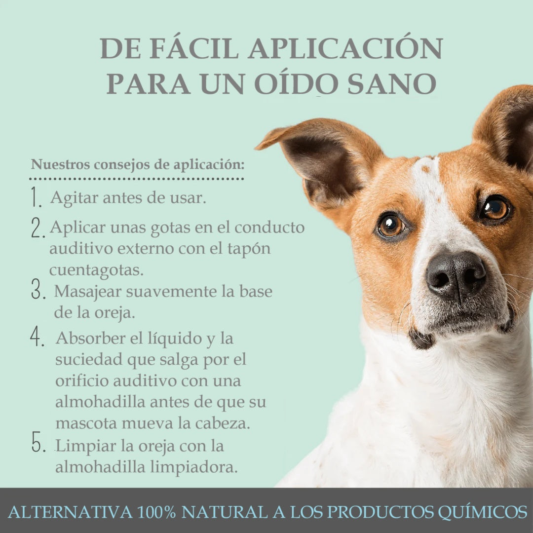 Limpieza y cuidado de oídos 2 en 1 para perros y gatos con plata coloidal (50 ml)