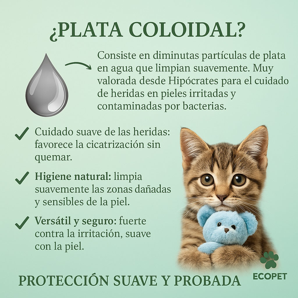 Spray de plata coloidal para la piel de perros y gatos (100 ml / 50 ppm)