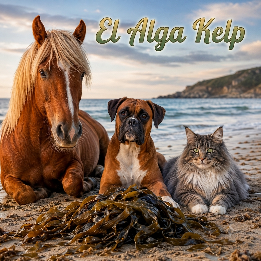 El Poder del Alga Kelp (Ascophyllum nodosum): Guía Completa de Beneficios, Dosis y Uso en Caballos, Perros y Gatos