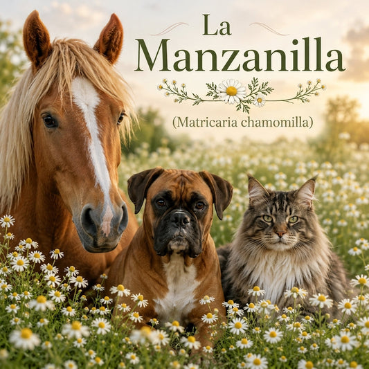 Beneficios de la a Manzanilla (Matricaria chamomilla / Matricaria recutita) en caballos, perros y gatos