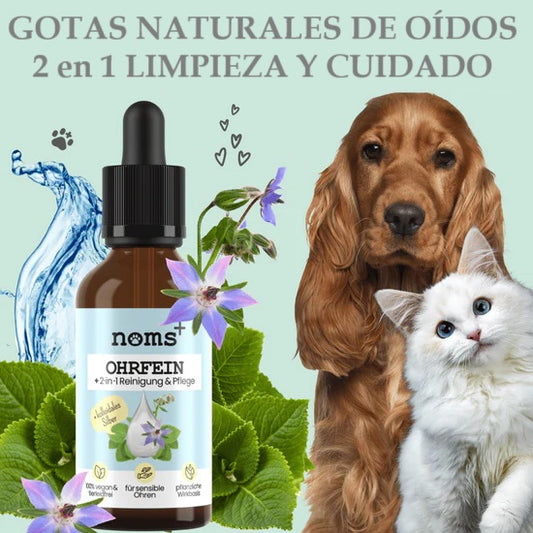 Limpieza y cuidado de oídos 2 en 1 para perros y gatos con plata coloidal (50 ml)